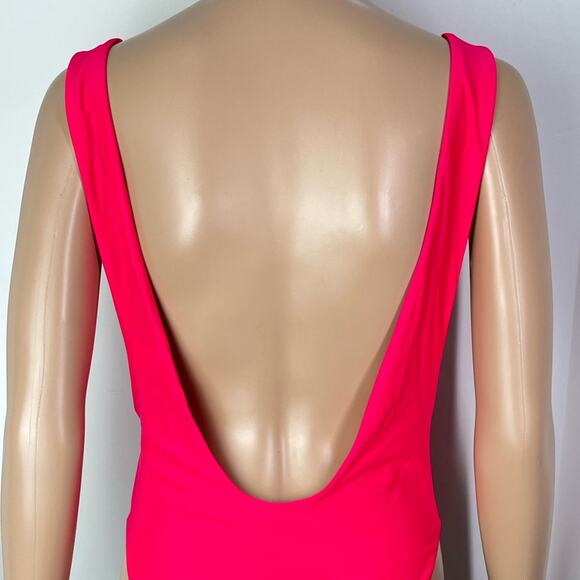 Aerie Super Scoop Pink Plunging Back One Piece Swimsuit - Picture 7 of 11